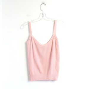 Pringle of Scotland pastel pink knit tank top cotton wool blend luxury designer